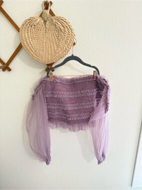 Pink Lily Lavender Ruffle Off-Shoulder Top